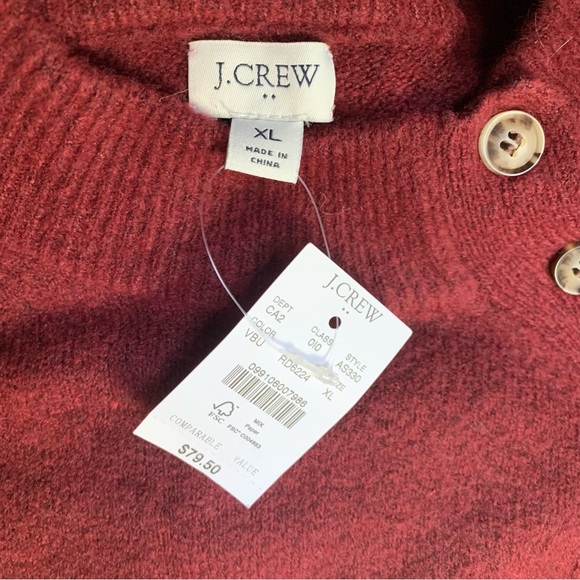 NWT J. Crew Vintage Burgundy Button Sweater in Extra Soft Yarn - Picture 9 of 9